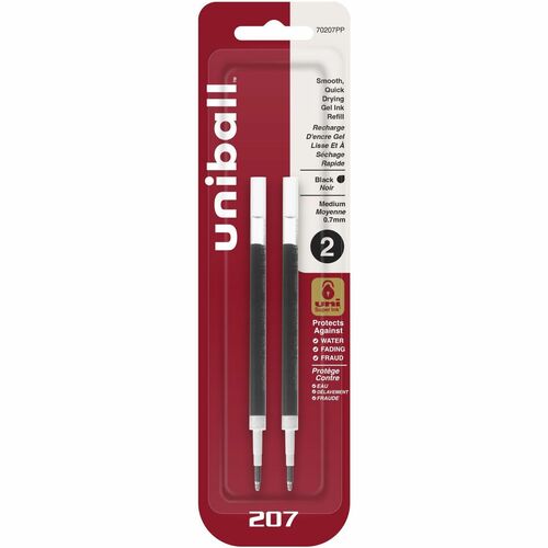 uni-ball 207 Retractable Gel - Refill 2pk - 0.70 mm, Medium Point - Black Ink - Super Ink - 2 / Pack - Pen Refills - UBC1960653