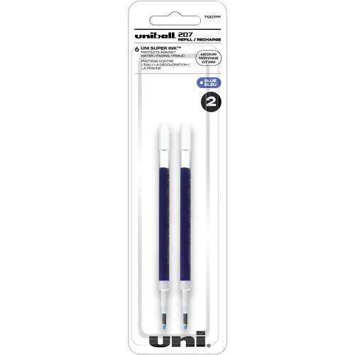 uniball™ 207 Gel Pen Refill - 0.7 mm (0.03"), Medium Point -  LeadBlue Ink - Super Ink - 2 / Pack