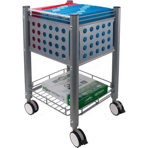Vertiflex Sidekick File Cart - 4 Casters - Steel - 13.75" Width x 15.75" Depth x 26.25" Height - Gray - 1 Each