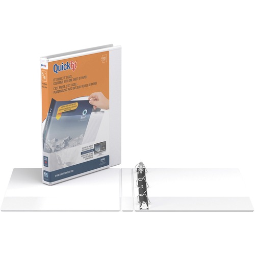 QuickFit D-Ring View Binders - 5/8" Binder Capacity - Letter - 8 1/2" x 11" Sheet Size - Fastener(s): D-Ring - Pocket(s): 2, Internal - White - Recycled - Clear Overlay - 1 Each