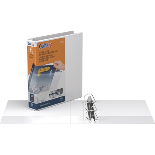 QuickFit D-Ring View Binders - 1 1/2" Binder Capacity - Fastener(s): D-Ring - Pocket(s): 2, Internal - White - Recycled - Clear Overlay - 1 Each