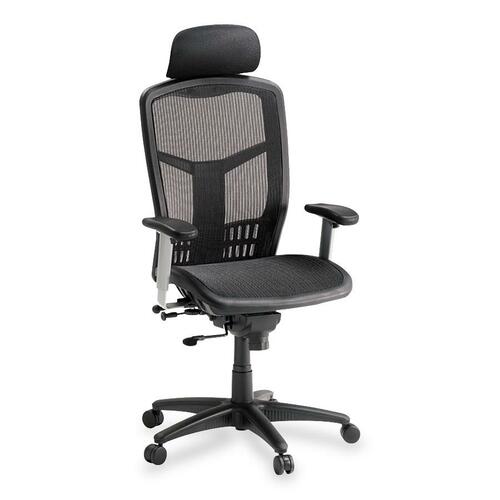 Lorell ErgoMesh Series Mesh High-Back Office Chair - Black Mesh Seat - Mesh Back - Plastic, Steel Frame - Black - 1 Each