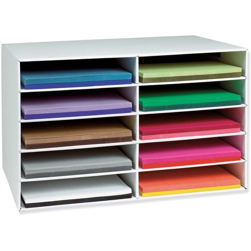 Classroom Keepers 12" x 18" Construction Paper Storage - 10 Compartment(s) - Compartment Size 3" (76.20 mm) x 12.25" (311.15 mm) x 18.25" (463.55 mm) - 16.9" Height x 26.9" Width x 18.5" Depth - 70% - White - 1 Each