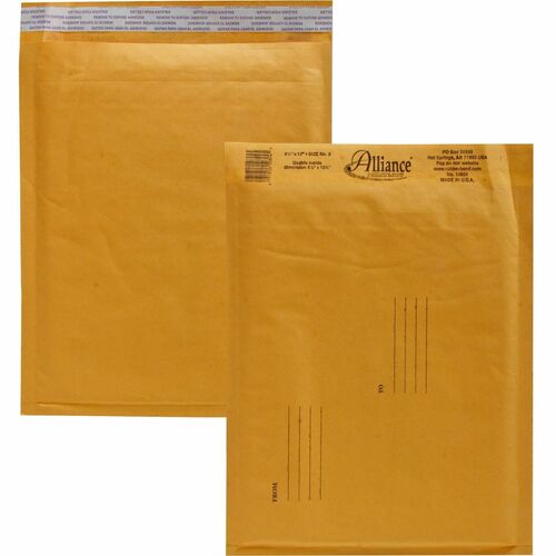 Alliance Rubber Kraft Bubble Mailers - Bubble - #2 - 8 1/2" Width x 12" Length - Peel & Seal - Paper - 25 / Carton - Kraft