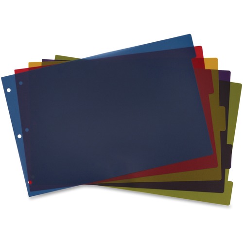 Cardinal Poly Divider with Adhesive Tabs - 5 x Divider(s) - 5 Tab(s)/Set - 17.50" Divider Width x 11.50" Divider Length - Tabloid - 11" (279.40 mm) Width x 17" (431.80 mm) Length - 3 Hole Punched - Assorted Poly Divider - Multicolor Poly Tab(s) - 1 / Set = CRD84250
