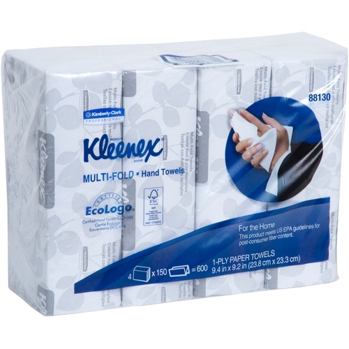 Kleenex Multi-fold Towels - 1 Ply - 9.20" x 9.40" - Blue, White - 150 Per Bundle - 4 / Pack