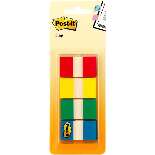 Post-it® Flags - 40 x Red, 40 x Yellow, 40 x Blue, 40 x Green - 1" x 1.75" - Rectangle - Unruled - Red, Yellow, Green, Blue, Assorted - 4 / Pack