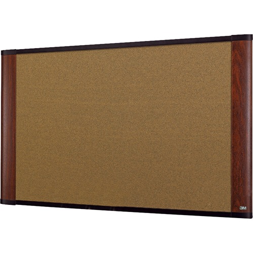 3M Standard Cork Bulletin Board - 36" Board Height x 48" Board Width - Brown Cork Surface - Resist Warping, Moisture Resistant - Mahogany Wood Frame - 1 Each