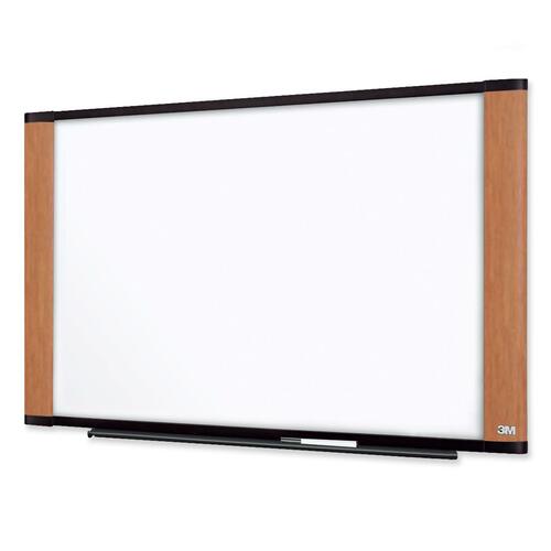 3M Dry Erase Board, Widescreen Style Frame, Light Cherry Finish, 6' x 4' - 72" (6 ft) Width x 48" (4 ft) Height - White Melamine Surface - Aluminum Frame - Rectangle - 1 Each