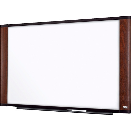 3M High-quality Melamine Surf Dry-erase Boards - 96" (8 ft) Width x 48" (4 ft) Height - White Melamine Surface - Mahogany Aluminum Frame - Rectangle - 1 Each