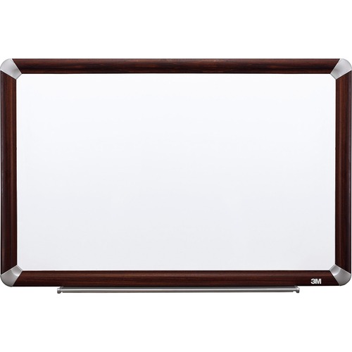 3M Prem.Porcelain Mahogany Frame Dry-erase Boards - 72" (6 ft) Width x 48" (4 ft) Height - White Porcelain Steel Surface - Mahogany Aluminum Frame - Rectangle - Magnetic - 1 / Each