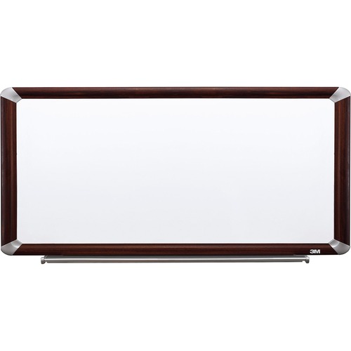 3M Prem.Porcelain Mahogany Frame Dry-erase Boards - 96" (8 ft) Width x 48" (4 ft) Height - White Porcelain Steel Surface - Mahogany Aluminum Frame - Rectangle - Magnetic - 1 Each
