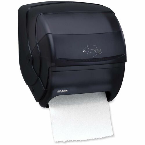 San Jamar Lever Roll Towel Dispenser - Center Pull, Coreless, Roll Dispenser - 1 x Roll - 13.5" Height x 11.5" Width x 11.2" Depth - Pearl Black