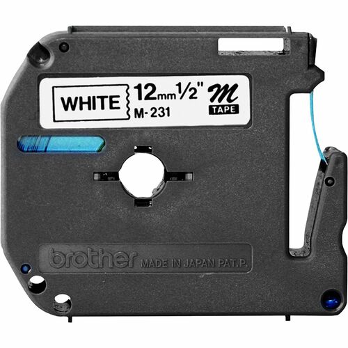 Brother P-touch Nonlaminated M Series Tape Cartridge - 1/2" Width - Direct Thermal - White - 1 Each - Non-laminated, Self-adhesive