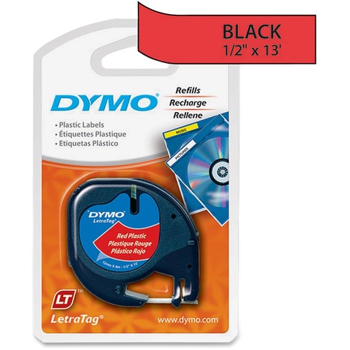 Dymo LetraTag 91333 Polyester Tape - 1/2" Width - Direct Thermal - Red - Polyester - 1 Each - Label Tapes - DYM91333