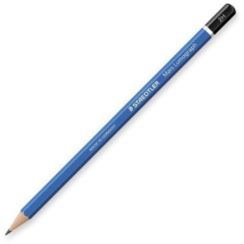 Staedtler Mars Lumograph Drawing/Sketching Pencils - 2H Lead - Gray Lead - Blue Wood Barrel - 6/Box