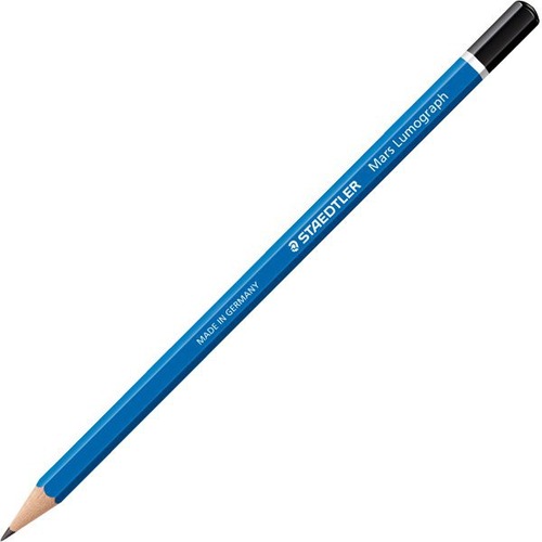 Staedtler Mars Lumograph Pencil - 3B Lead - Gray Lead - Blue Wood Barrel - 6/ Box