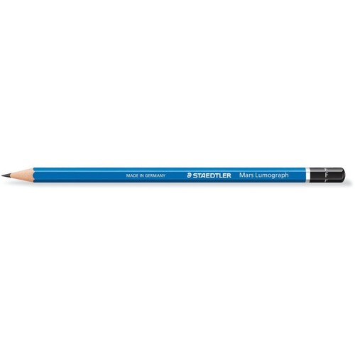 Staedtler Mars Lumograph Pencil - F Lead - Gray Lead - Blue Wood Barrel - 1 EACH