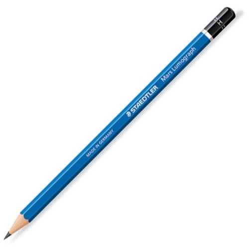 Staedtler Mars Lumograph Pencil - H Lead - Gray Lead - Blue Wood Barrel - 1 Each