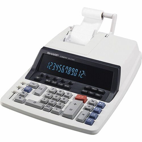 Sharp QS2760H 12 Digit Professional Heavy Duty Commercial Printing Calculator - 4.8 - Independent Memory, 4-Key Memory, Large Display, Sign Change, Key Rollover, Double Zero - AC Supply Powered - 3" x 10" x 13.3" - Light Gray - 1 Each