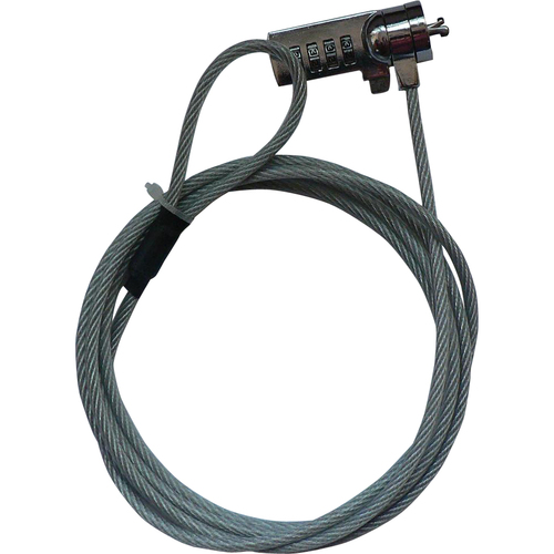 Inland Laptop Notebook Security Lock - 4-digit - Combination Lock - Stainless Steel - 6 ft