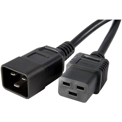 StarTech.com 3ft (1m) Power Extension Cord, IEC C19 to C20, 13A 250V, 16AWG, Black, Outlet Extension Cable for Network Equipment - 3ft (0.9m) Heavy duty extension cord w/ IEC 60320 C19 to C20 connectors; 250V 13A (Max); UL listed; AC Power Cord w/ molded 