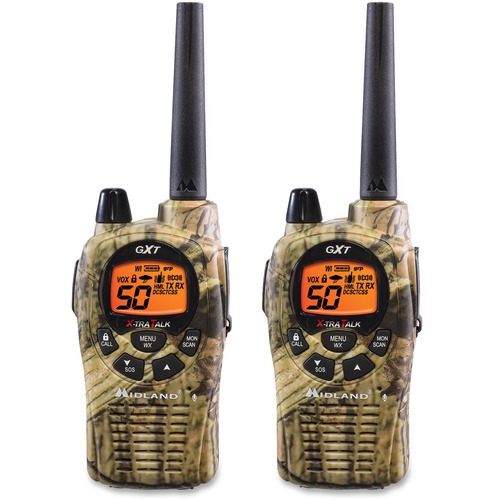 Midland GXT1050VP4 2-Way Pair - 50 Radio Channels - Upto 190080 ft - 38  Total Privacy Codes - CTCSS - Auto Squelch, Keypad Lock, Silent Operation -  Water Proof - AA - 2 Each - Plano Office Supply