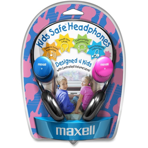 Maxell Kids Safe Headphones - Stereo - Mini-phone (3.5mm) - Wired - 32 Ohm - 14 Hz 20 kHz - Over-the-head - Binaural - Semi-open - 4 ft Cable - Multimedia Headphones - MAXKHP2