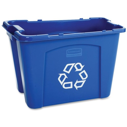 Rubbermaid Commercial 14-gallon Recycling Box - 14 gal Capacity - Rectangular - 14.8" Height x 16" Width x 21" Depth - Polyethylene - Blue - 1 Each