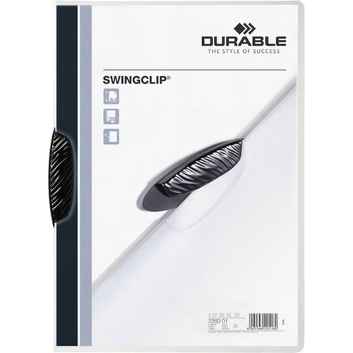 DURABLE® SWINGCLIP® Report Cover - Letter Size 8 1/2" x 11" - 30 Sheet Capacity - Punchless - Vinyl - Black Clip