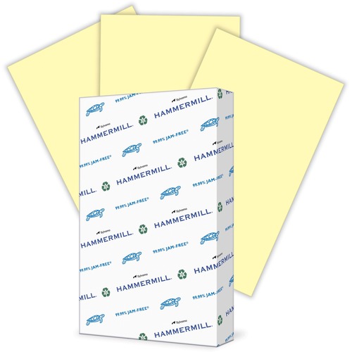 Hammermill Colors Recycled Copy Paper - Legal - 8 1/2" x 14" - 20 lb Basis Weight - Canary - 500 / Ream - FSC - Jam-free