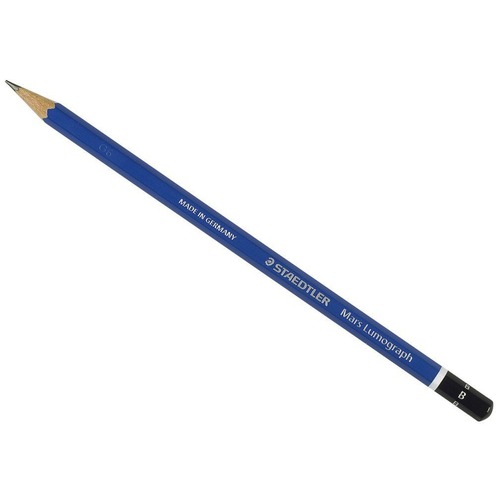Staedtler Mars Lumograph Drawing/Sketching Pencil - B Lead - Gray Lead - Blue Wood Barrel