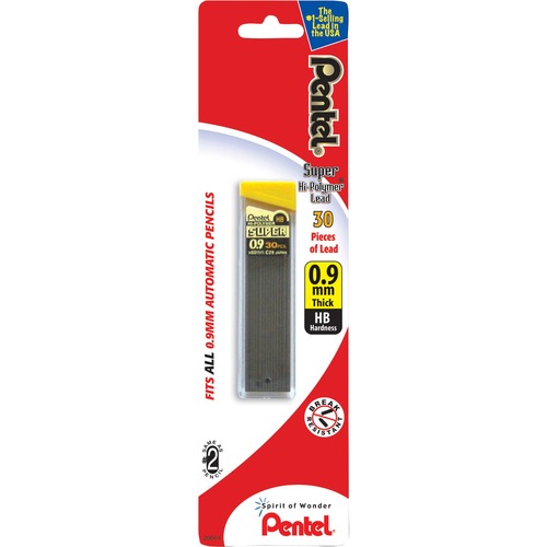 Pentel Super Hi-Polymer 0.9mm Lead Refill - 0.9 mm (0.04")Bold Point - HB - Black - 1 / Pack