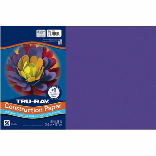 Tru-Ray Heavyweight Construction Paper - Art x 12"Width x 18"Depth - 50 / Pack - Purple - Sulphite