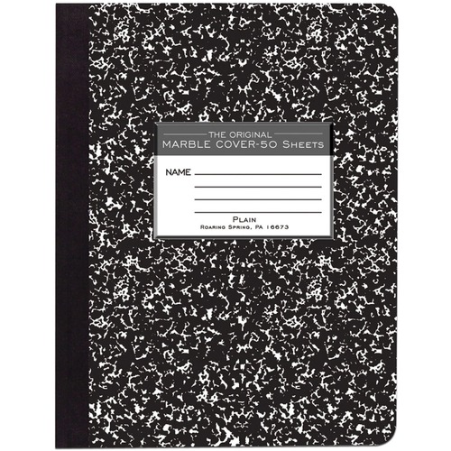 Roaring Spring Unruled Hard Cover Composition Book - 50 Sheets - 100 Pages - Plain - Sewn/Tapebound - 15 lb Basis Weight - 56 g/m² Grammage - 9 3/4" x 7 1/2" - 0.25" x 7.5" x 9.8" - White Paper - 1 Each