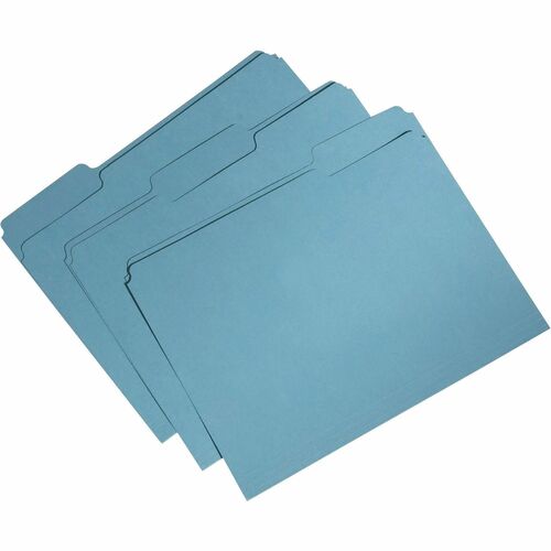 SKILCRAFT Recycled Single-ply Top Tab File Folder - 8 1/2" x 11" - 3/4" Expansion - Top Tab Location - Assorted Position Tab Position - Blue - 100% Recycled - 100 / Box