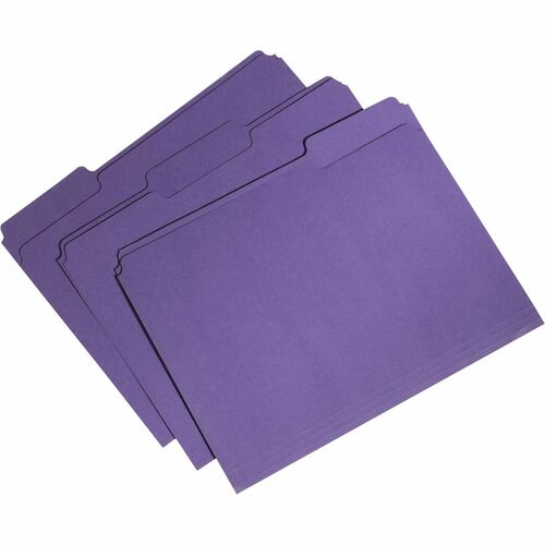 SKILCRAFT Recycled Single-ply Top Tab File Folder - 8 1/2" x 11" - 3/4" Expansion - Top Tab Location - Assorted Position Tab Position - Purple - 100% Recycled - 100 / Box