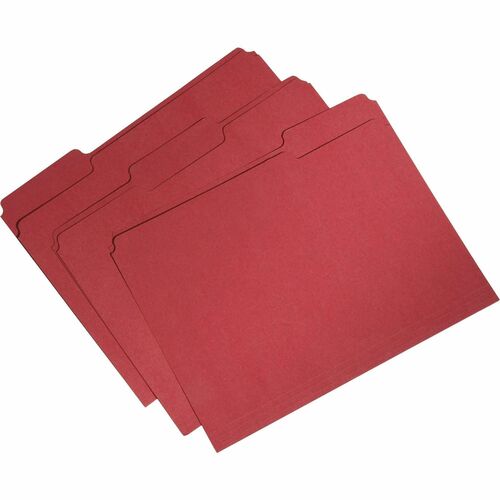 SKILCRAFT Recycled Single-ply Top Tab File Folder - 8 1/2" x 11" - 3/4" Expansion - Top Tab Location - Assorted Position Tab Position - Red - 100% Recycled - 100 / Box
