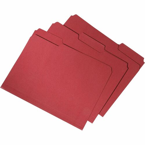 SKILCRAFT Recycled Double-ply Top Tab File Folder - 8 1/2" x 11" - 3/4" Expansion - Top Tab Location - Assorted Position Tab Position - Red - 100% Recycled - 100 / Box