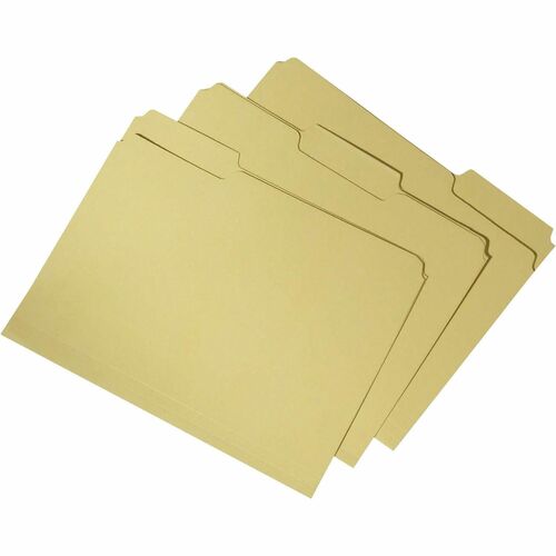 SKILCRAFT Recycled Double-ply Top Tab File Folder - 8 1/2" x 11" - 3/4" Expansion - Top Tab Location - Assorted Position Tab Position - Yellow - 100% Recycled - 100 / Box