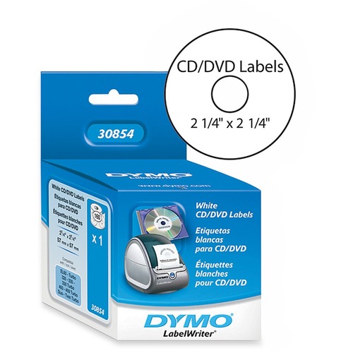 Dymo LabelWriter CD/DVD Labels - 2 1/4" Length - Direct Thermal - White - 160 / Roll - 160 / Box