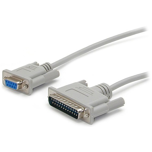 StarTech.com 10 ft Cross Wired DB9 to DB25 Serial Null Modem Cable - Null modem cable - DB-9 (F) - DB-25 (M) - 10 ft - DB-9 Female - DB-25 Male - 10ft