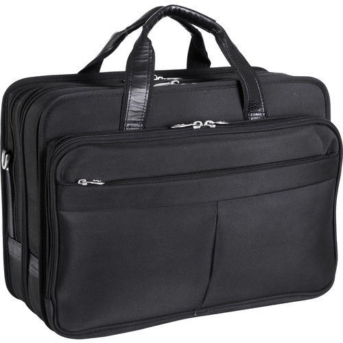 McKleinUSA 17" Nylon Expandable Double Compartment Laptop Briefcase w/ Removable Sleeve - Shoulder Strap, Hand Strap17" Screen Support - 13" x 17.5" x 10" - Nylon - Black