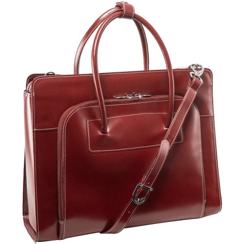 McKleinUSA 15.4" Leather Ladies' Laptop Briefcase w/ Removable Sleeve - Shoulder Strap, Hand Strap15.4" Screen Support - 12.5" x 16.5" x 5" - Leather - Red