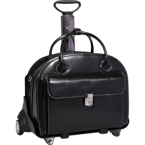 McKleinUSA 15.4" Leather Patented Detachable -Wheeled Ladies' Laptop Briefcase - Shoulder Strap, Hand Strap, Handle15.4" Screen Support - 13.75" x 16.75" x 7" - Leather - Black