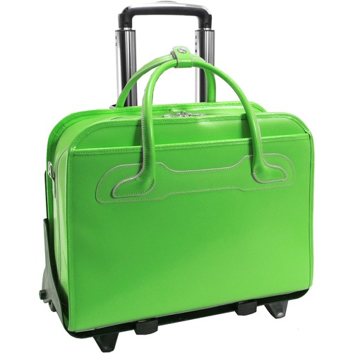 McKleinUSA 15.6" Leather Patented Detachable -Wheeled Ladies' Laptop Briefcase - 14" x 18" x 7" - Leather - Green