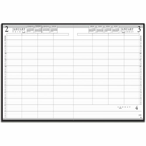 House of Doolittle 4-Person Executive series Daily Appointment Book - Julian Dates - Daily - 1 Year - January 2020 to December 2020 - 8:00 AM to 7:00 PM - Quarter-hourly - 1 Week Single Page Layout - 8" x 11" Sheet Size - Wire Bound - Leather, Paper - Bla