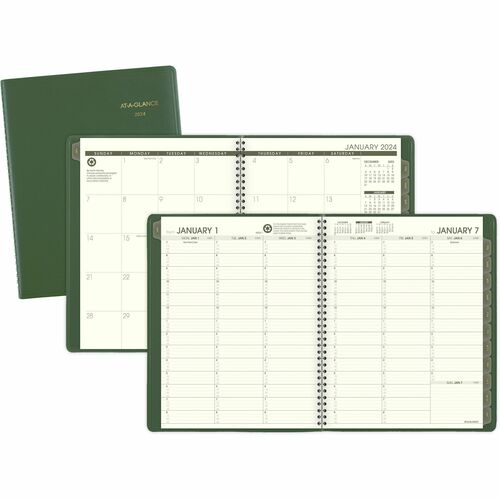 At-A-Glance Recycled Appointment Book - Julian Dates - Weekly - January 2023 - December 2023 - 7:00 AM to 8:45 PM - Quarter-hourly, 7:00 AM to 5:30 PM - Quarter-hourly - 1 Week Double Page Layout - 8 1/4" x 10 7/8" Sheet Size - Wire Bound - Desktop - Pape