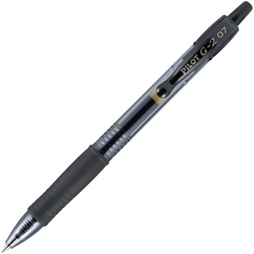 Pilot G2 Retractable Gel Ink Rollerball Pens - Fine Pen Point - 0.7 mm Pen Point Size - Refillable - Retractable - Black Gel-based Ink - 1 Dozen