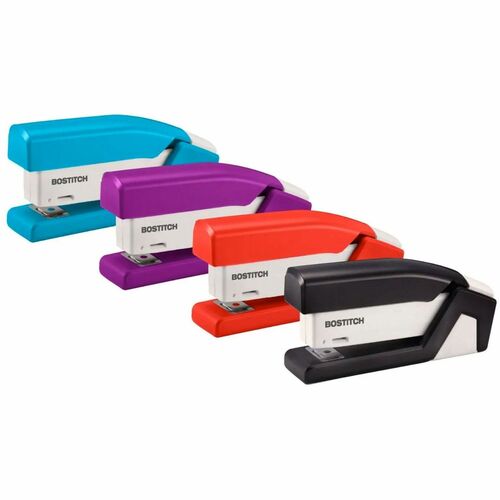 Bostitch InJoy Spring-Powered Antimicrobial Compact Stapler - 20 Sheets Capacity - 105 Staple Capacity - Half Strip - 1/4" Staple Size - 1 Each - Assorted